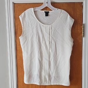 Ann Taylor Cream Sleeveless Blouse